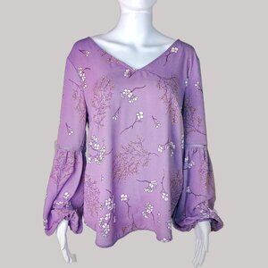 Rose + Olive Floral Puff Sleeve Blouse